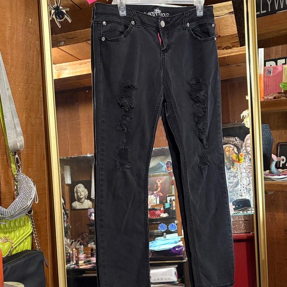 Almost Famous Charcoal Distressed Skinny Jeans